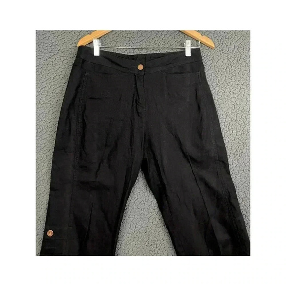 Woolrich Black Linen Cotton Capri Pants Sz 6 Style 1210 Casual Pockets Women's - Picture 3 of 14